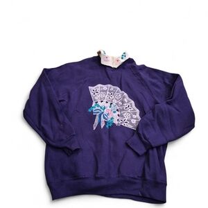 Vintage Lee Purple Women's Sweater With A Fan Design Size Large